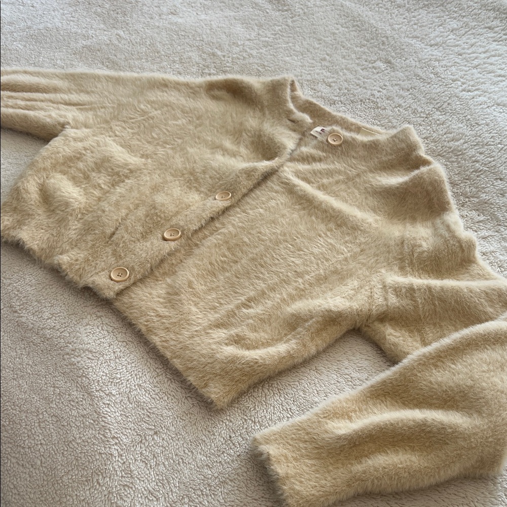 Levi's Fuzzy Butter Yellow Button-Up Sweater